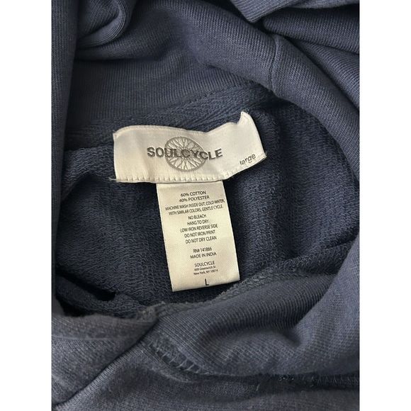 SOUL Soulcycle Blue Crop Ombre Skull Hoodie Sweatshirt Spinning Cycling Sz L - Picture 4 of 4